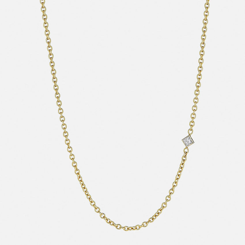 Bombé Cable Chain with Princess Cut Diamond