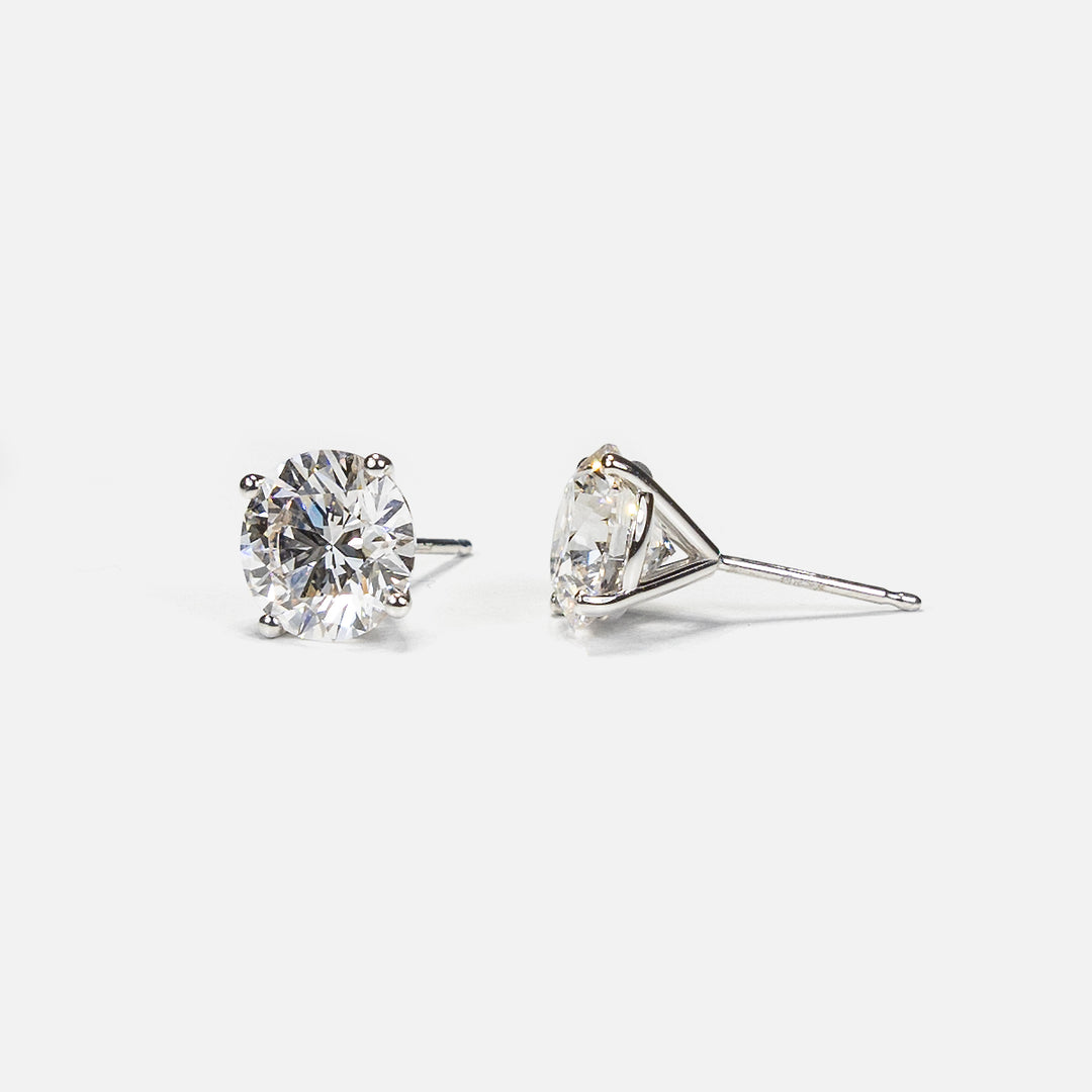 Classic 4-Prong Martini Setting Diamond Stud Earrings - In Stock
