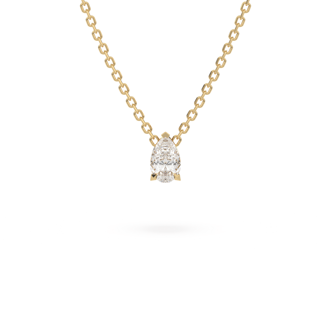 Ascent Solitaire Pear Cut Diamond Necklace - In Stock