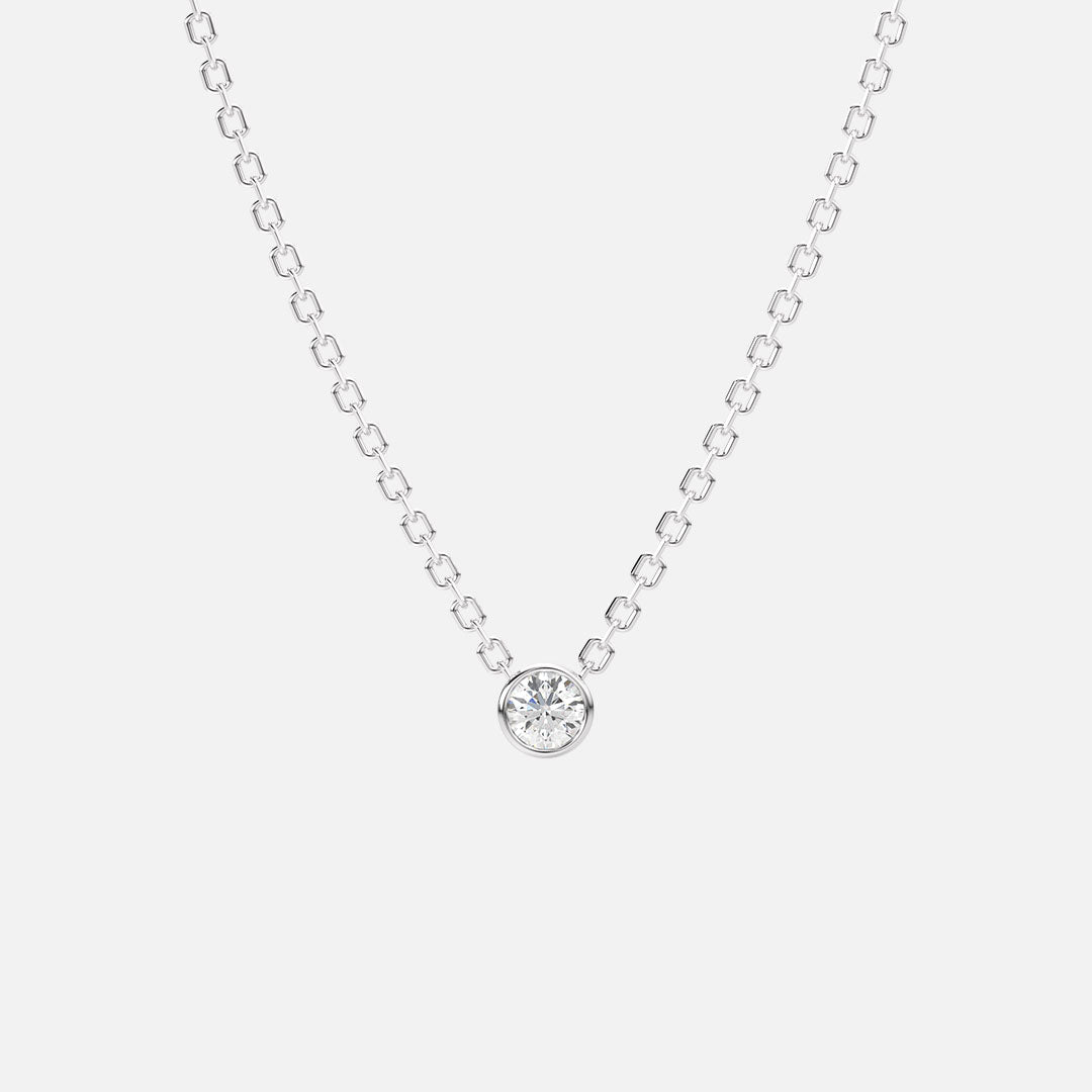 Classic Bezel Set Diamond Solitaire Necklace in Sterling Silver