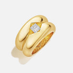 Load image into Gallery viewer, Bombé Double Octo Stud Ring with Floating Diamond
