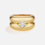 Load image into Gallery viewer, Bombé Double Octo Stud Ring with Floating Diamond