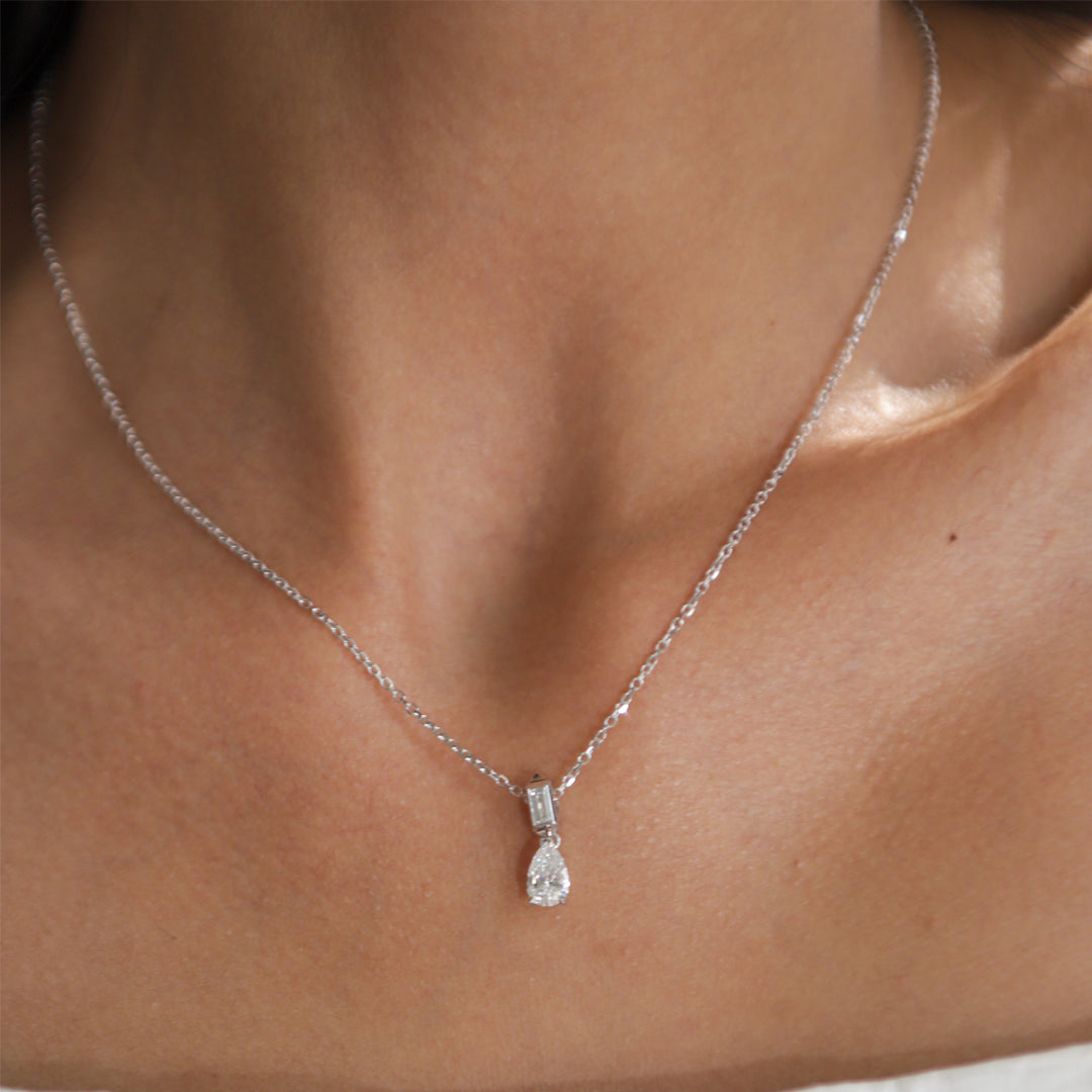 Ascent Pear Cut Diamond Pendant Necklace - In Stock